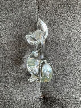 Vintage Clear Crystal Glass Dog Paperweight Figurine